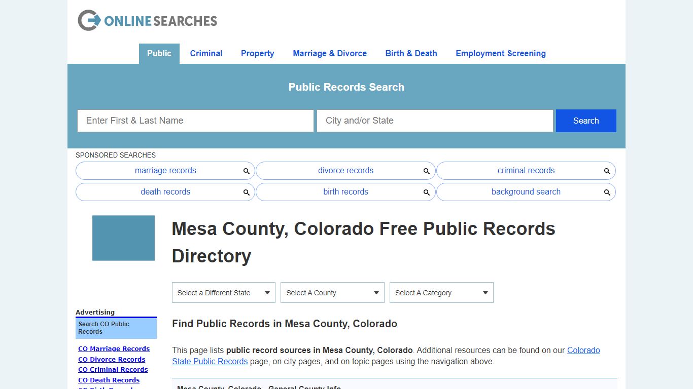 Mesa County, Colorado Public Records Directory - OnlineSearches.com